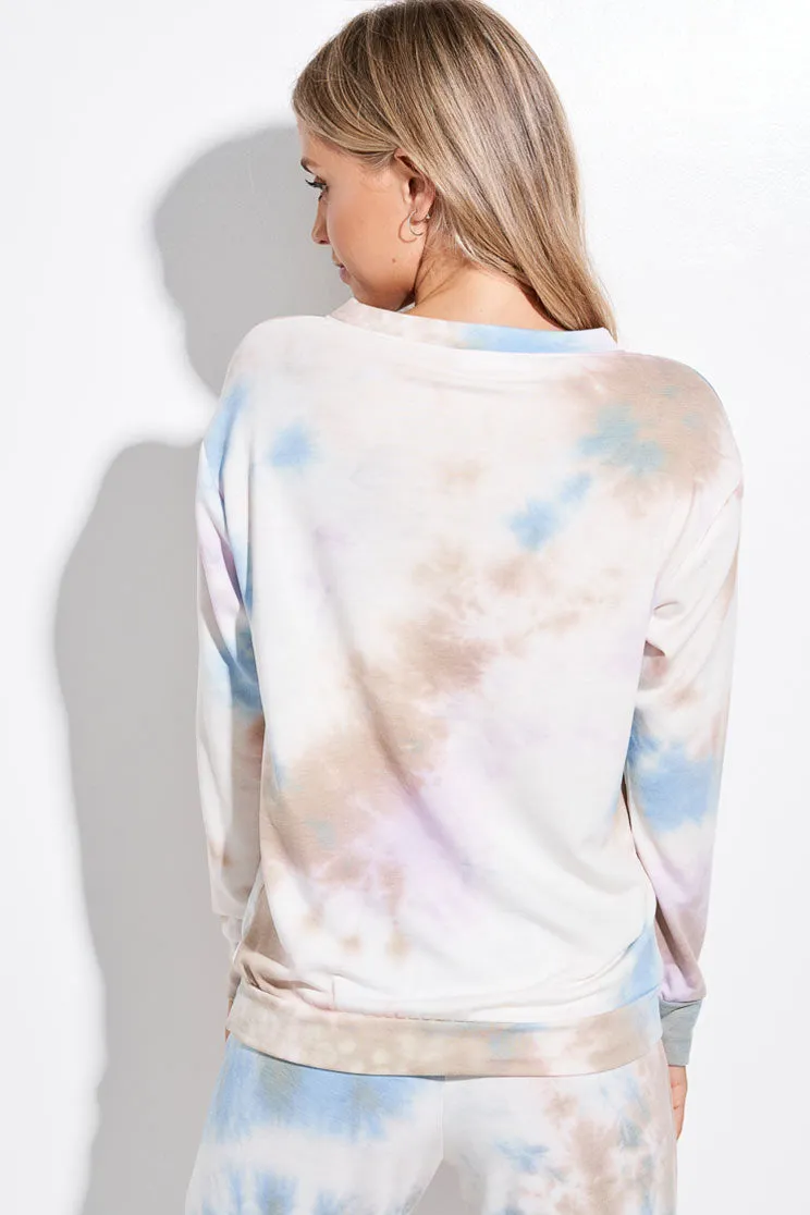 Tie Dye Smiley Two Piece Lounge Set