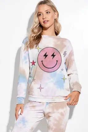 Tie Dye Smiley Two Piece Lounge Set