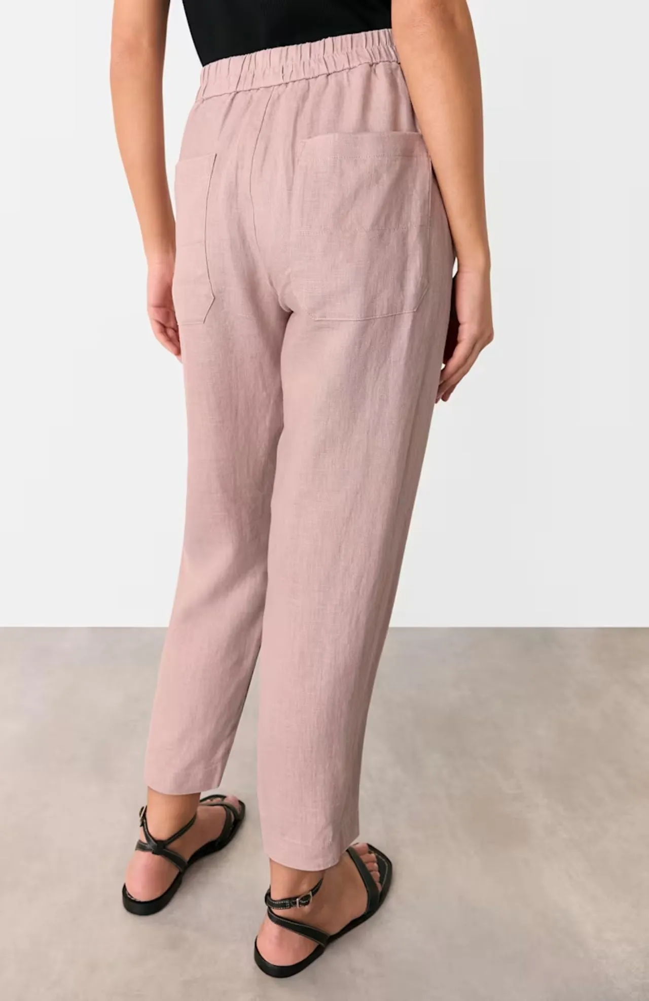 Whistles Dusty Pink Linen Barrel Leg Trouser