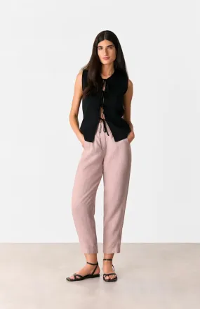 Whistles Dusty Pink Linen Barrel Leg Trouser