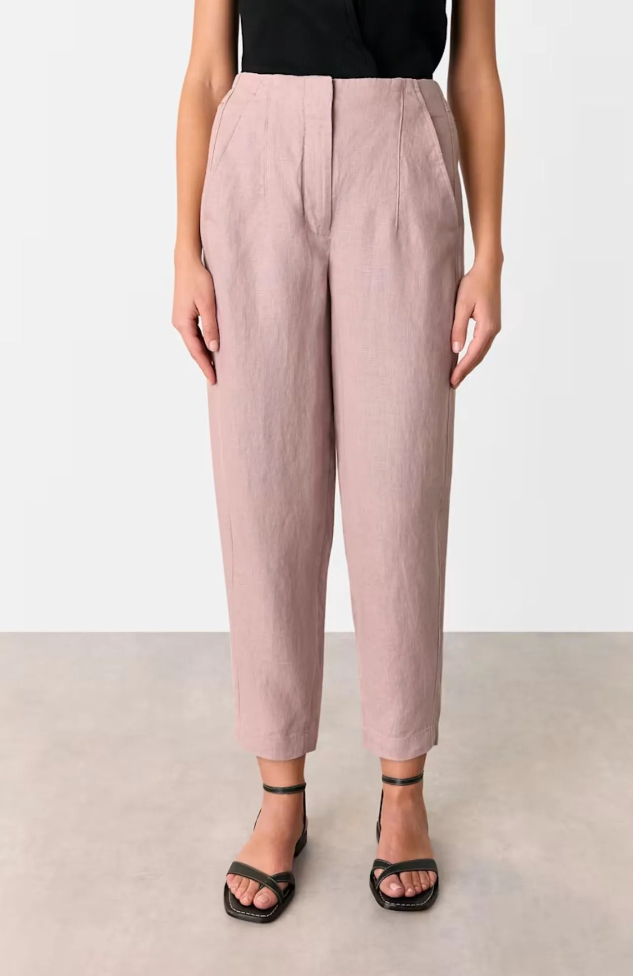 Whistles Dusty Pink Linen Barrel Leg Trouser